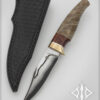 Cuchillo multipropósito Baby Bowie con cabo de madera y vaina de cuero negra
