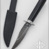 Cuchillo multipropósito Jack de acero damasco con vaina de cuero negra